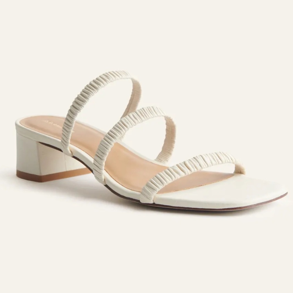 Reformation Assunta Strappy Block Heel Mule white leather sandal square toe 6.5 - Picture 2 of 12